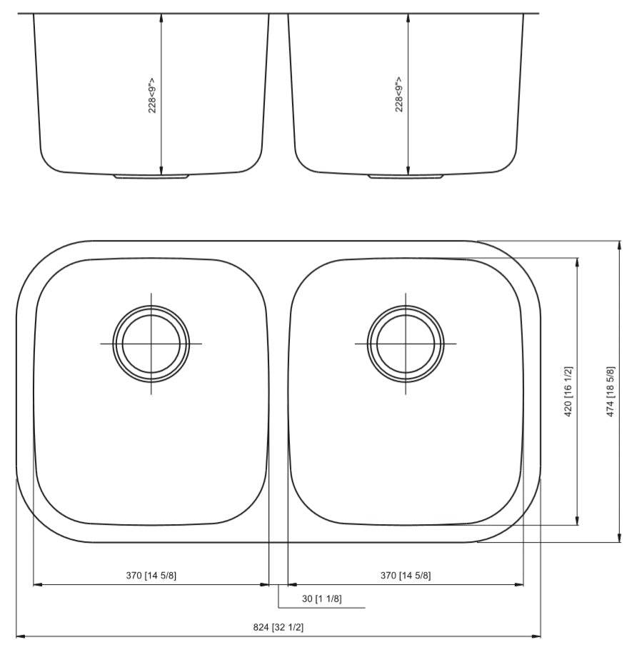 American Imaginations AI-27557 32" Stainless Steel Rectangle Stainless Steel Modern Kitchen Sink