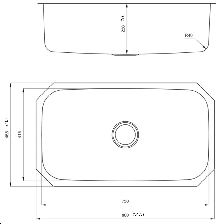 American Imaginations AI-27578 32" Stainless Steel Rectangle Stainless Steel Modern Kitchen Sink