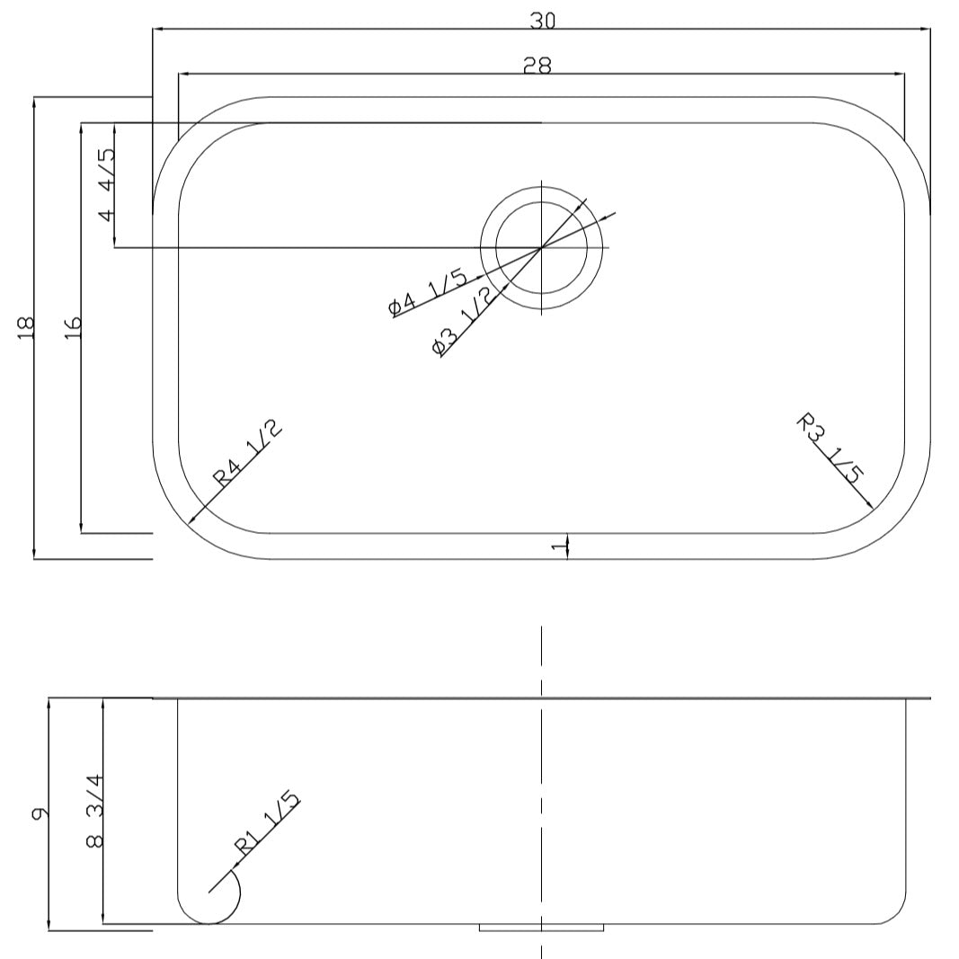 American Imaginations AI-27626 30" Stainless Steel Rectangle Stainless Steel Modern Kitchen Sink