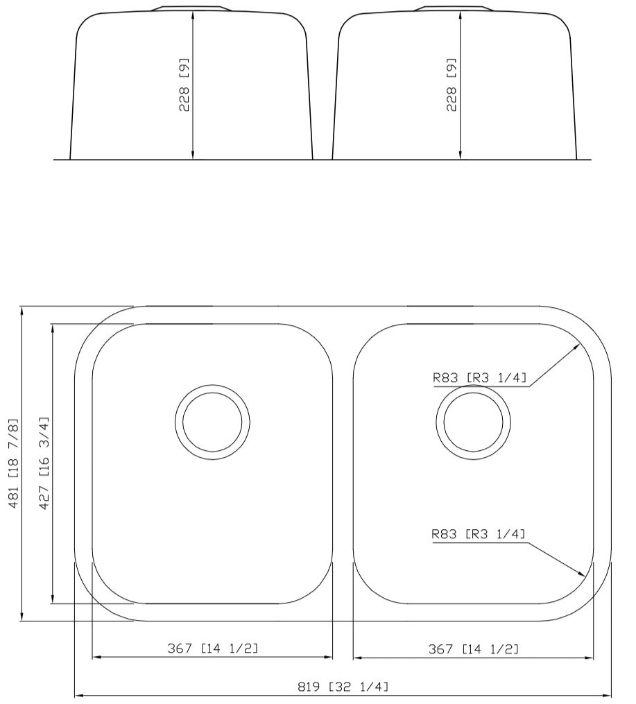 American Imaginations AI-27630 32" Stainless Steel Rectangle Stainless Steel Modern Kitchen Sink