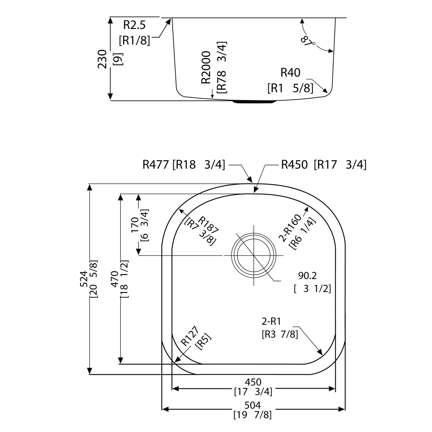 American Imaginations AI-27641 21" Stainless Steel Unique Stainless Steel Modern Kitchen Sink