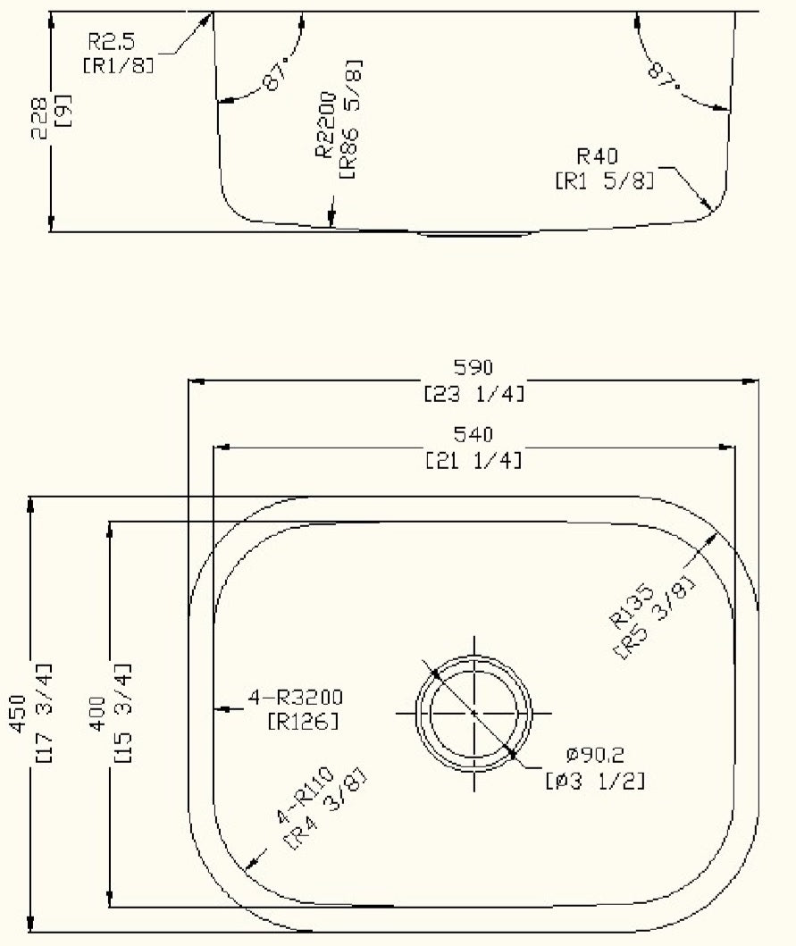 American Imaginations AI-27643 23" Stainless Steel Rectangle Stainless Steel Modern Kitchen Sink