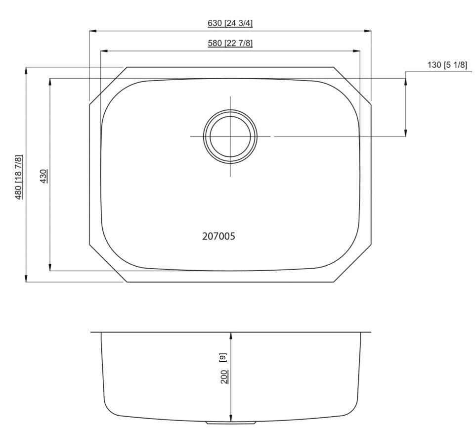 American Imaginations AI-27646 25" Stainless Steel Rectangle Stainless Steel Modern Kitchen Sink