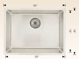 American Imaginations AI-27680 22" Stainless Steel Rectangle Stainless Steel Modern Kitchen Sink