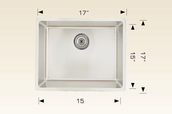 American Imaginations AI-27682 17" Stainless Steel Square Stainless Steel Modern Kitchen Sink