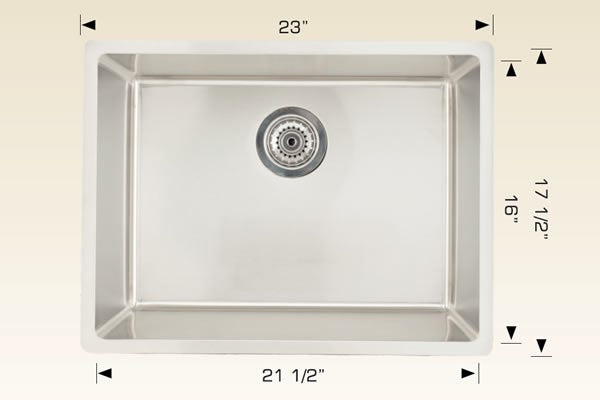 American Imaginations AI-27686 23" Stainless Steel Rectangle Stainless Steel Modern Kitchen Sink