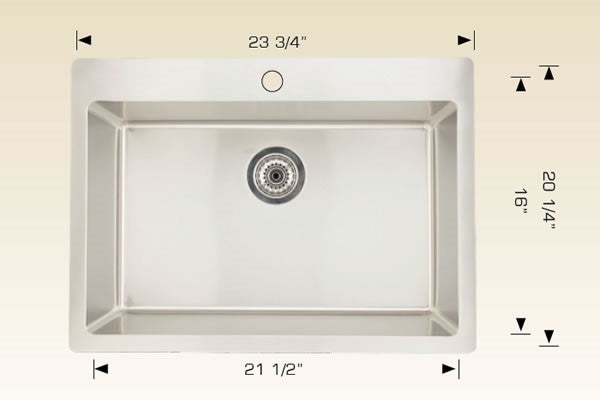 American Imaginations AI-27690 Rectangle Stainless Steel Stainless Steel Kitchen Sink with Stainless Steel Finish