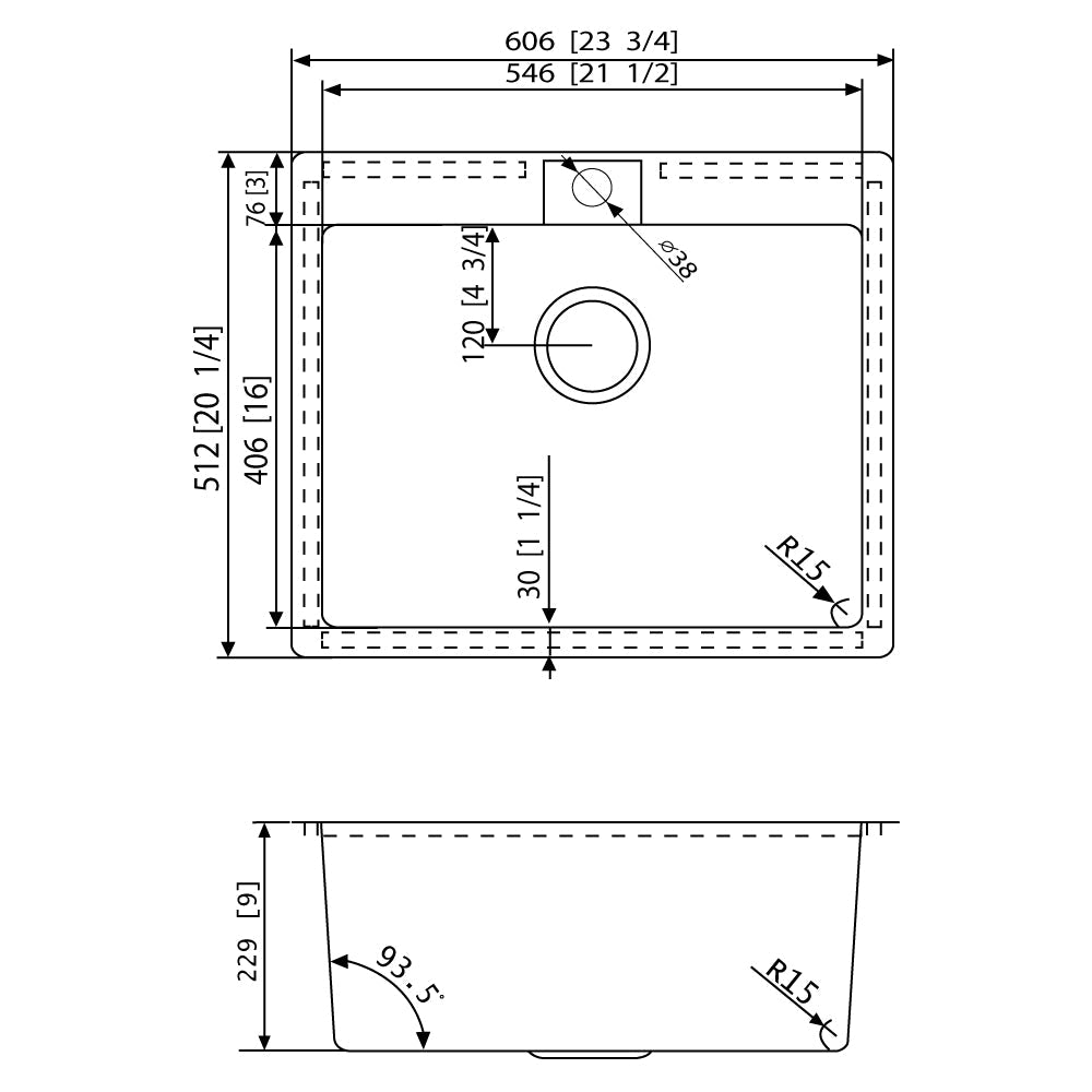 American Imaginations AI-27690 Rectangle Stainless Steel Stainless Steel Kitchen Sink with Stainless Steel Finish