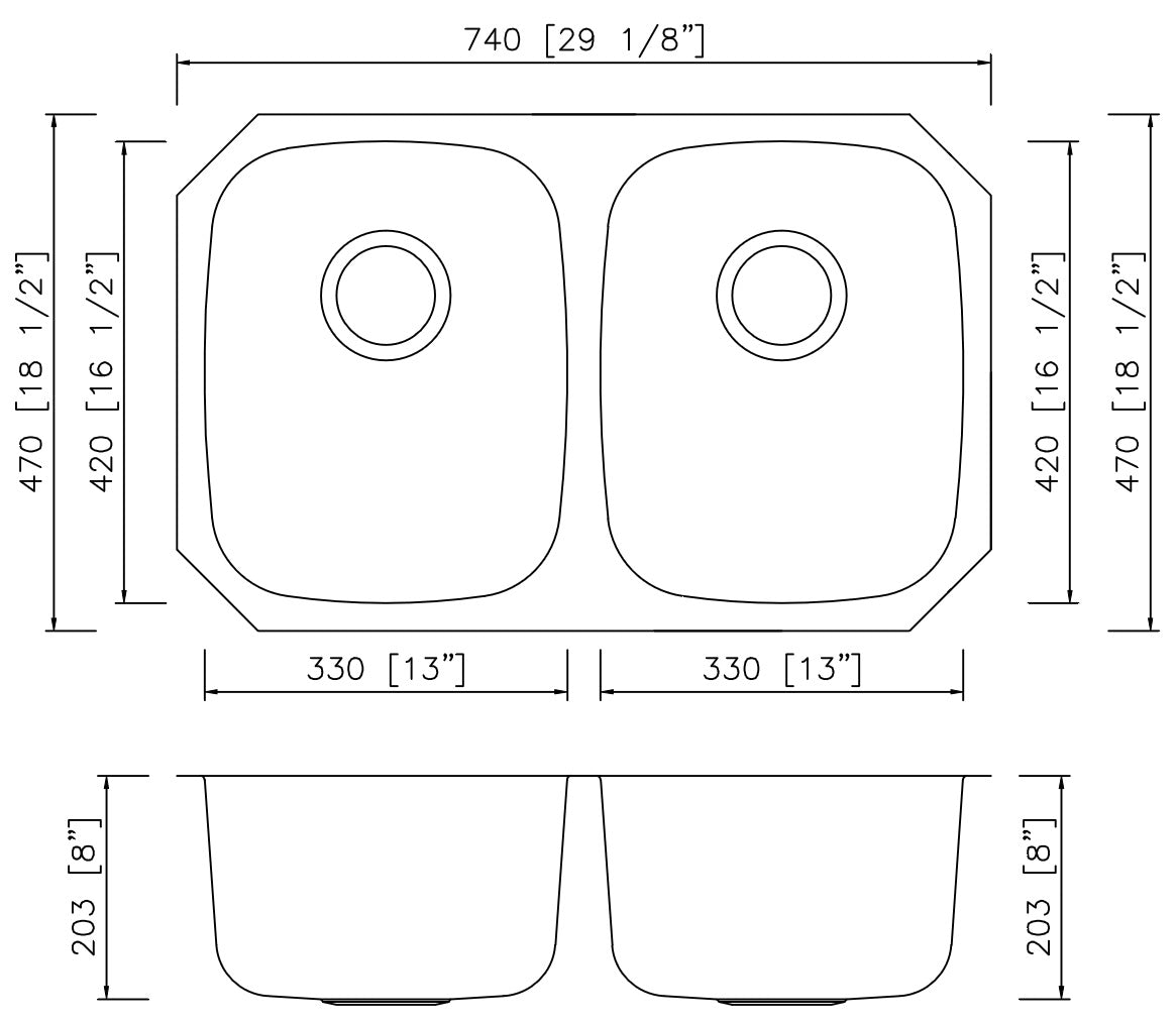 American Imaginations AI-27697 29" Stainless Steel Rectangle Stainless Steel Modern Kitchen Sink