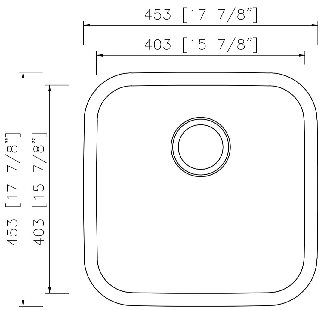 American Imaginations AI-27720 18" Stainless Steel Square Stainless Steel Modern Kitchen Sink