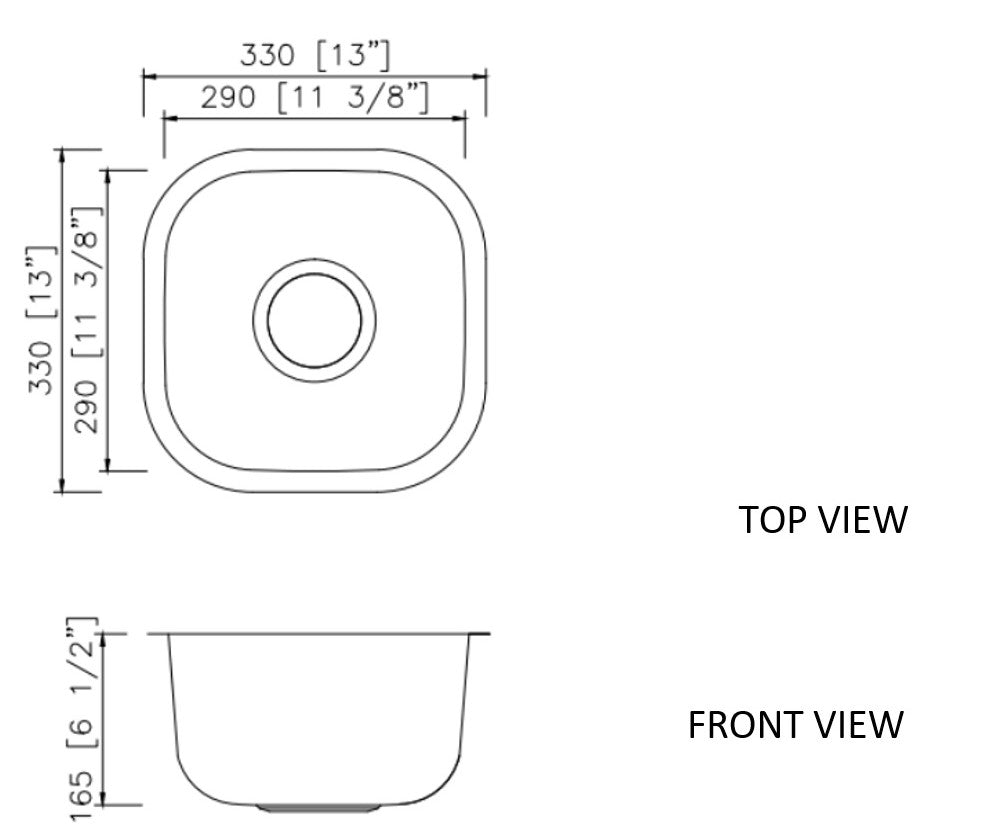 American Imaginations AI-27723 13" Stainless Steel Square Stainless Steel Modern Kitchen Sink