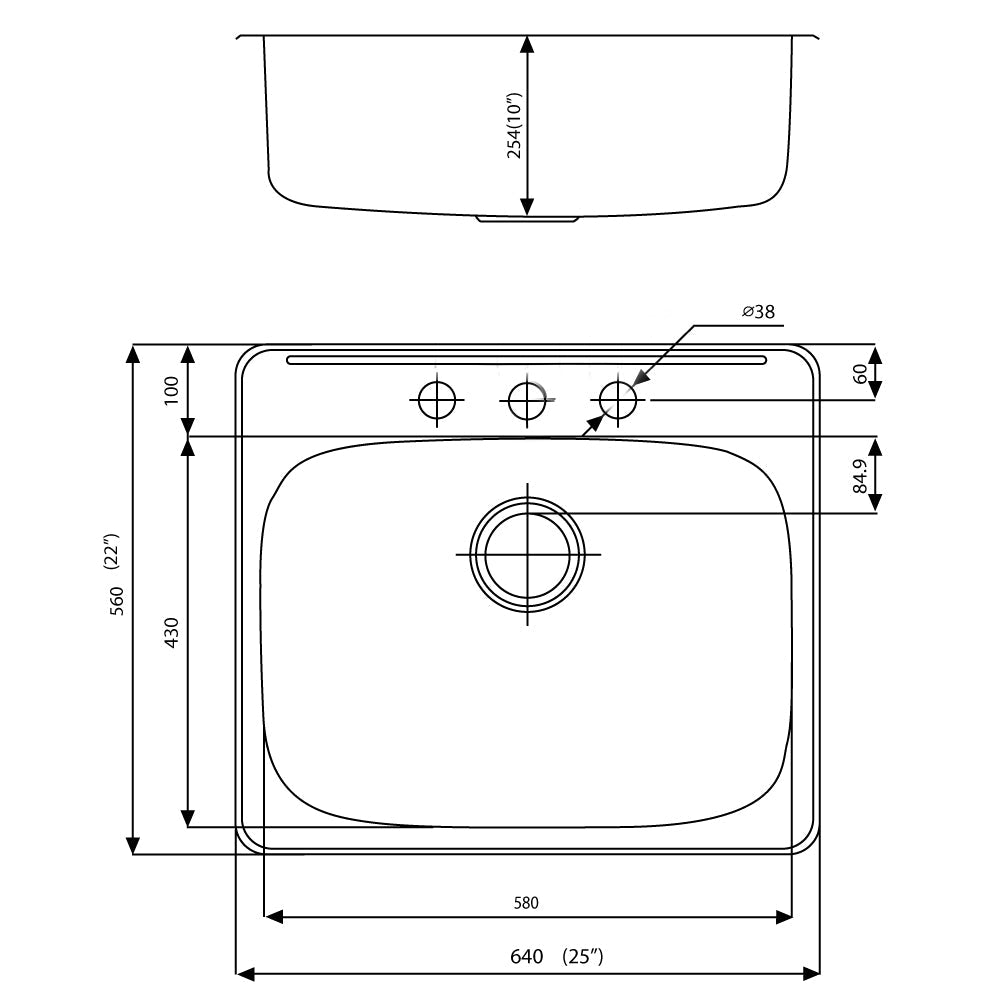 American Imaginations AI-27770 25" Stainless Steel Rectangle Stainless Steel Modern Kitchen Sink