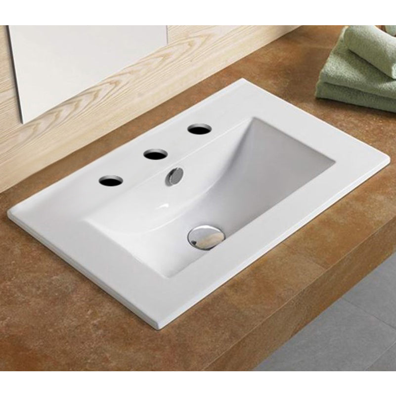 American Imaginations AI-28612 20" White Rectangular Drop In Transitional Ceramic Top