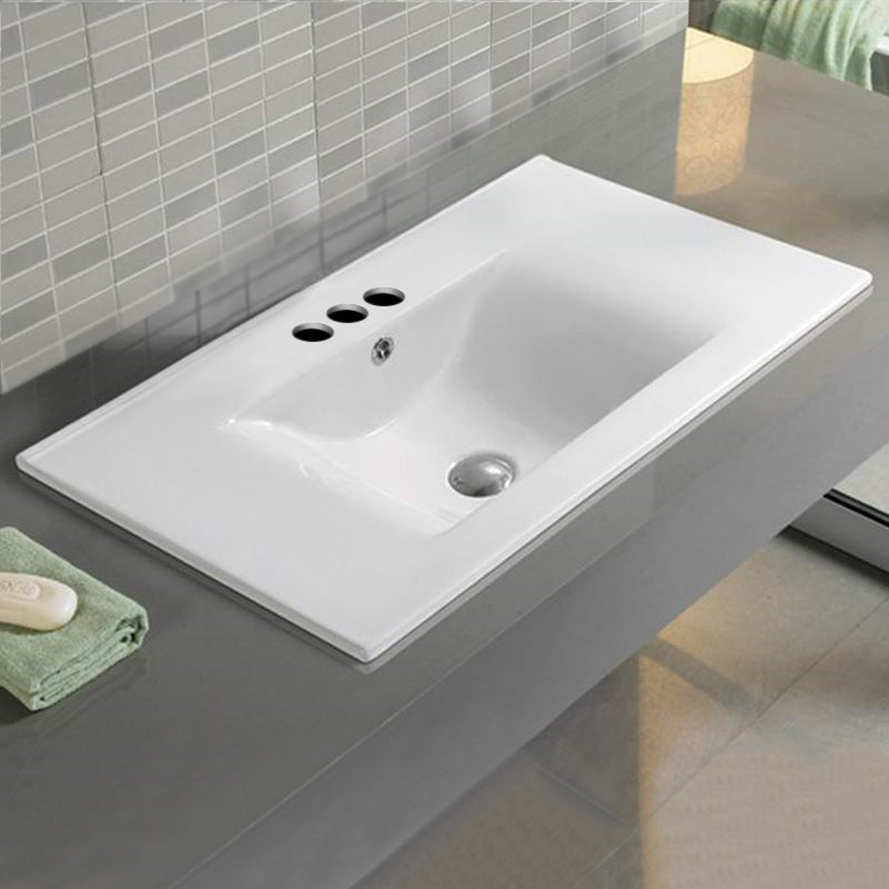 American Imaginations AI-28637 24" White Rectangular Drop In Transitional Ceramic Top