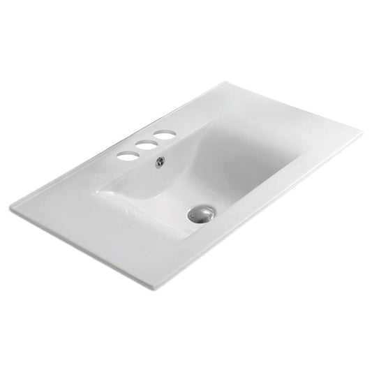 American Imaginations AI-28637 24" White Rectangular Drop In Transitional Ceramic Top
