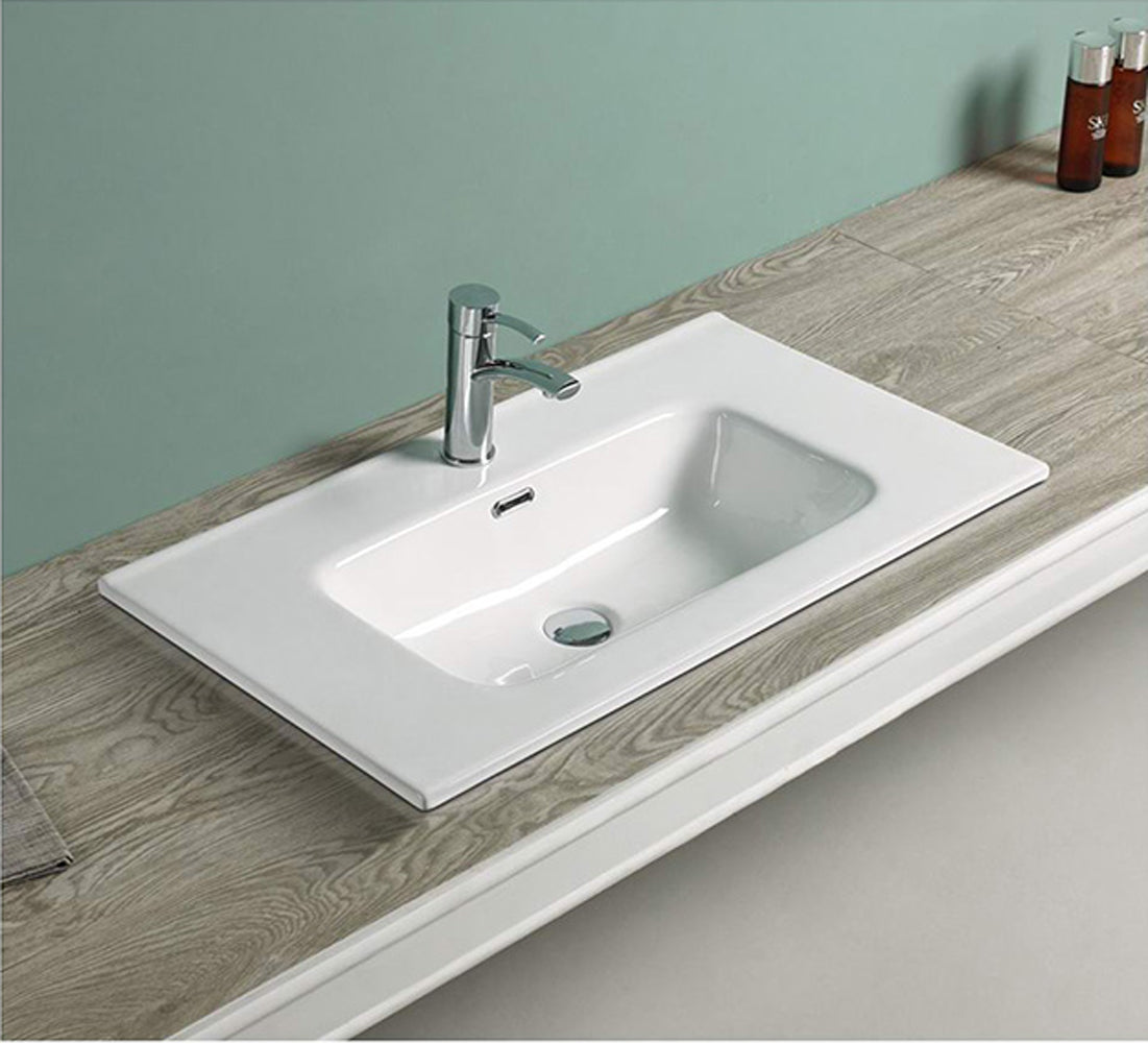 American Imaginations AI-29080 24" White Rectangular Drop In Transitional Ceramic Top