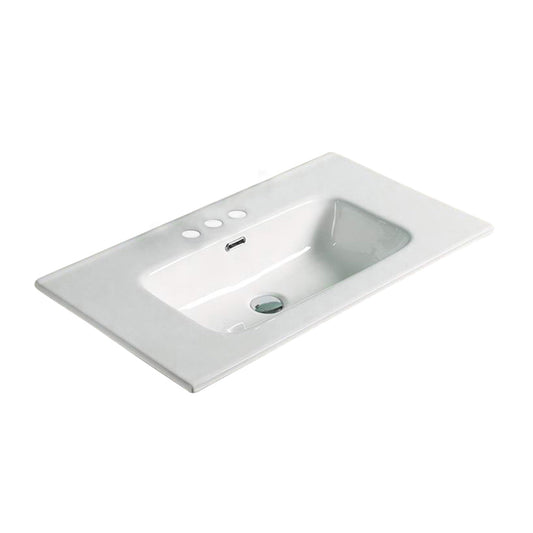 American Imaginations AI-29081 24" White Rectangular Drop In Transitional Ceramic Top