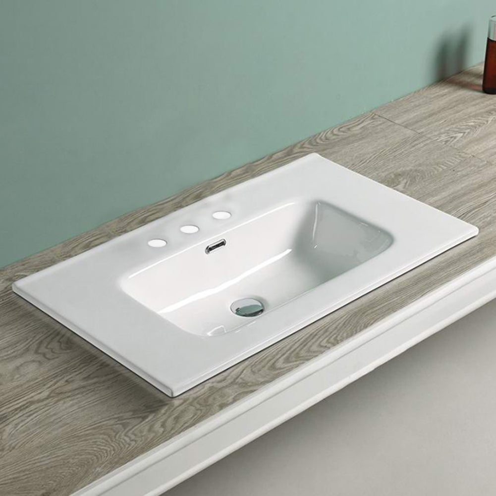 American Imaginations AI-29082 24" White Rectangular Drop In Transitional Ceramic Top