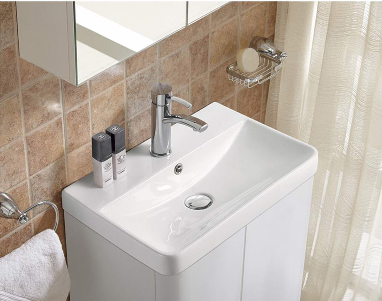 American Imaginations AI-29083 20" White Rectangular Above Counter Transitional Ceramic Top