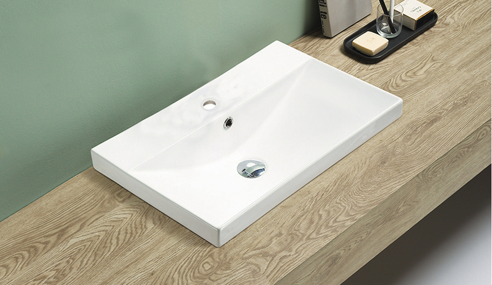 American Imaginations AI-29092 24" White Rectangular Above Counter Transitional Ceramic Top