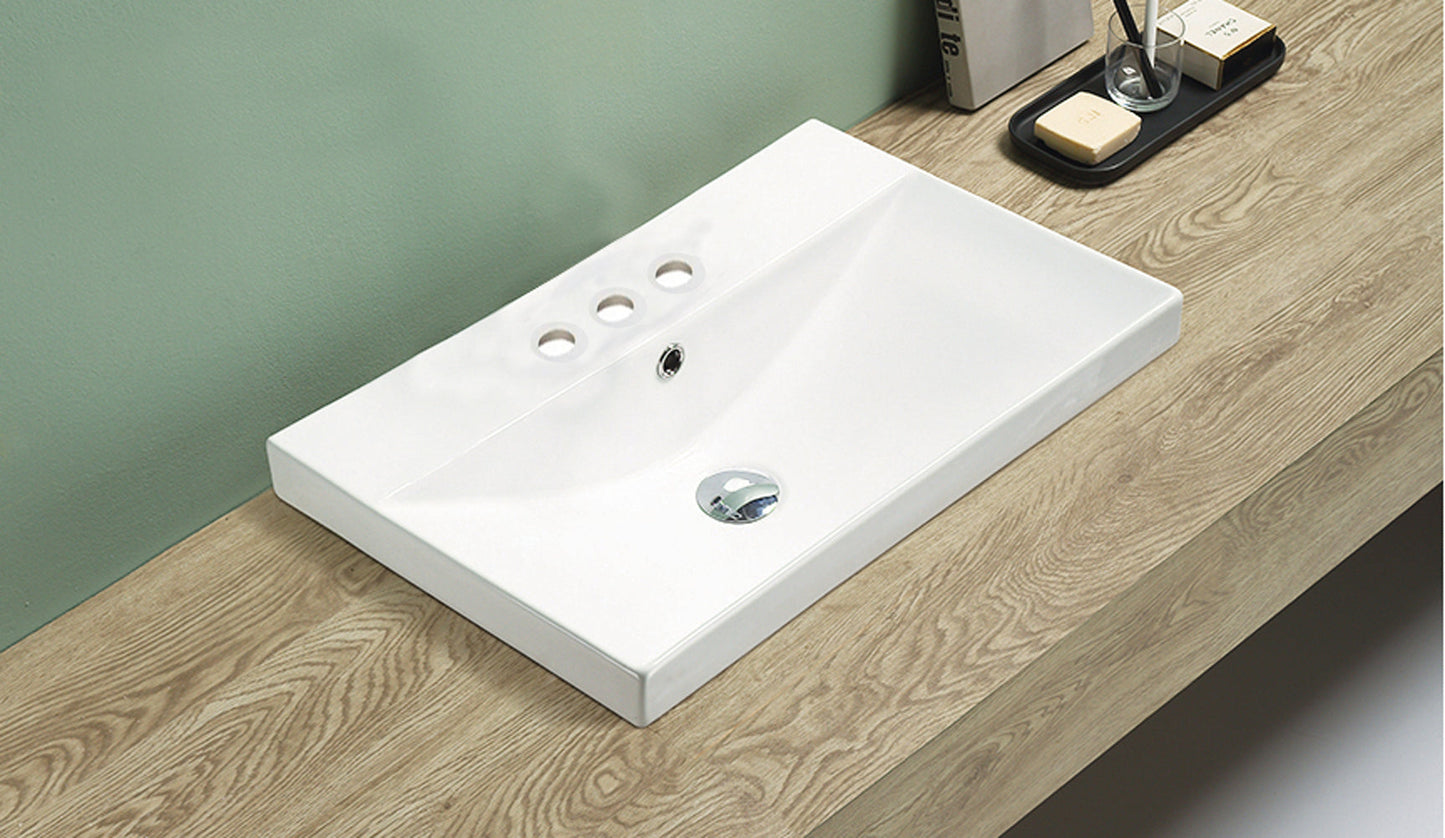 American Imaginations AI-29093 24" White Rectangular Above Counter Transitional Ceramic Top