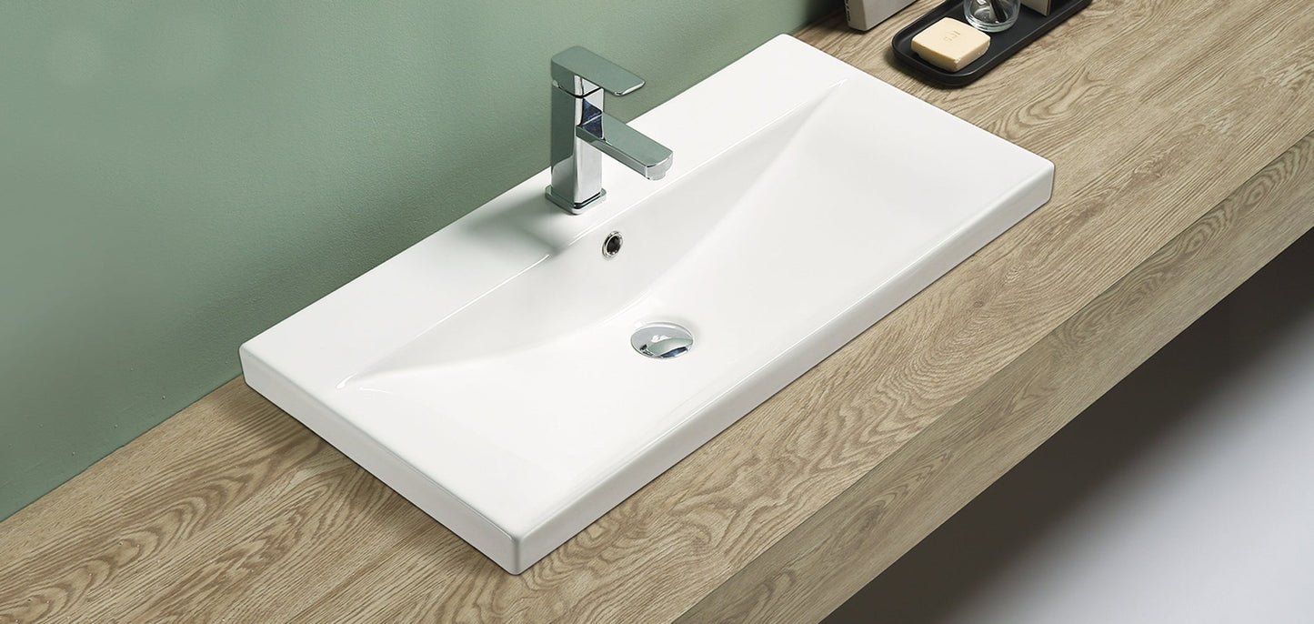 American Imaginations AI-29095 32" White Rectangular Above Counter Transitional Ceramic Top