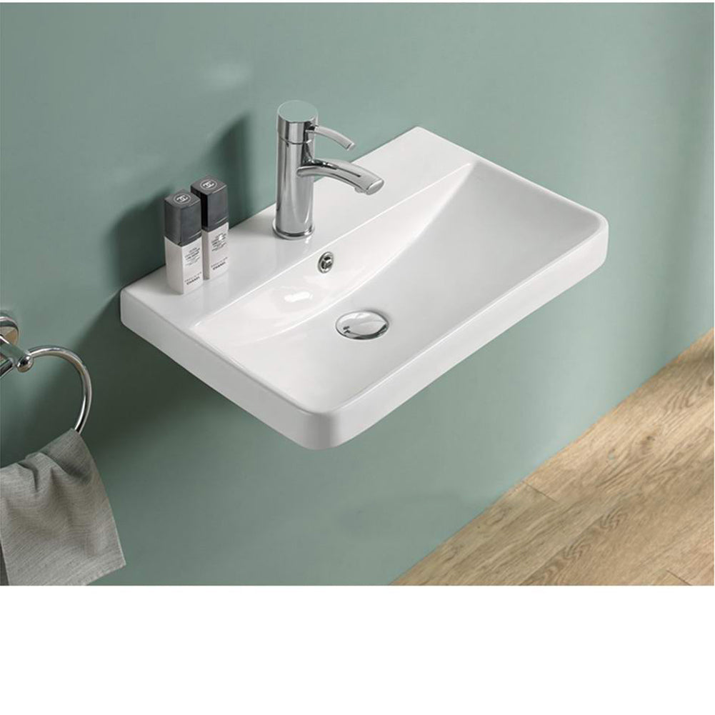 American Imaginations AI-29154 20" White Rectangular Wall Mount Transitional Ceramic Top