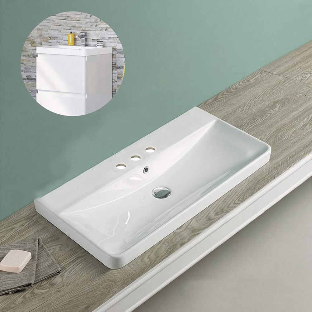 American Imaginations AI-29161 32" White Rectangular Wall Mount Transitional Ceramic Top