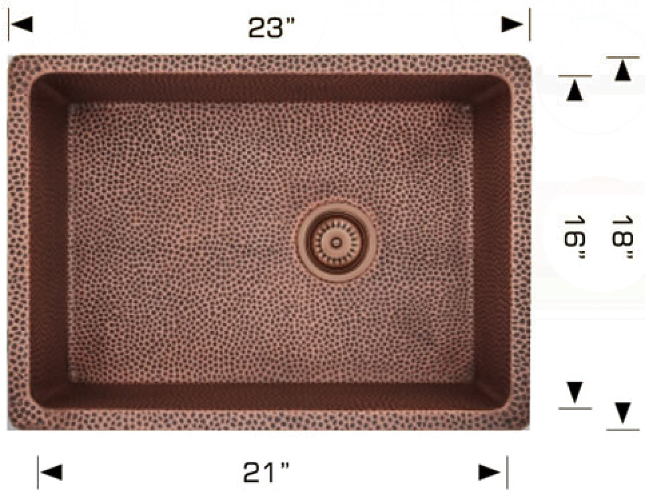 American Imaginations AI-29172 23" Copper Rectangle Copper Transitional Kitchen Sink