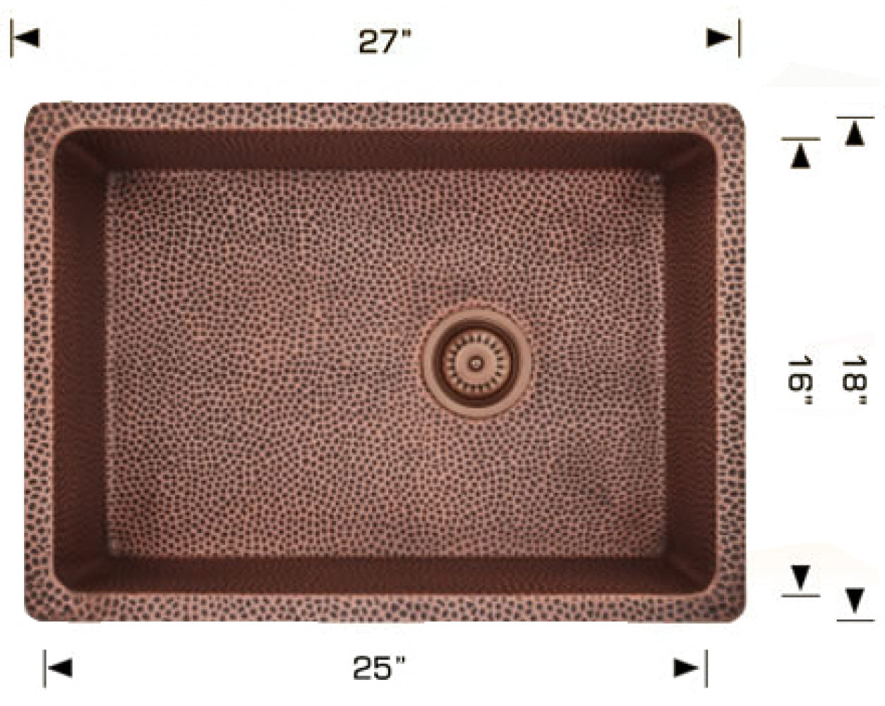 American Imaginations AI-29174 27" Copper Rectangle Copper Transitional Kitchen Sink