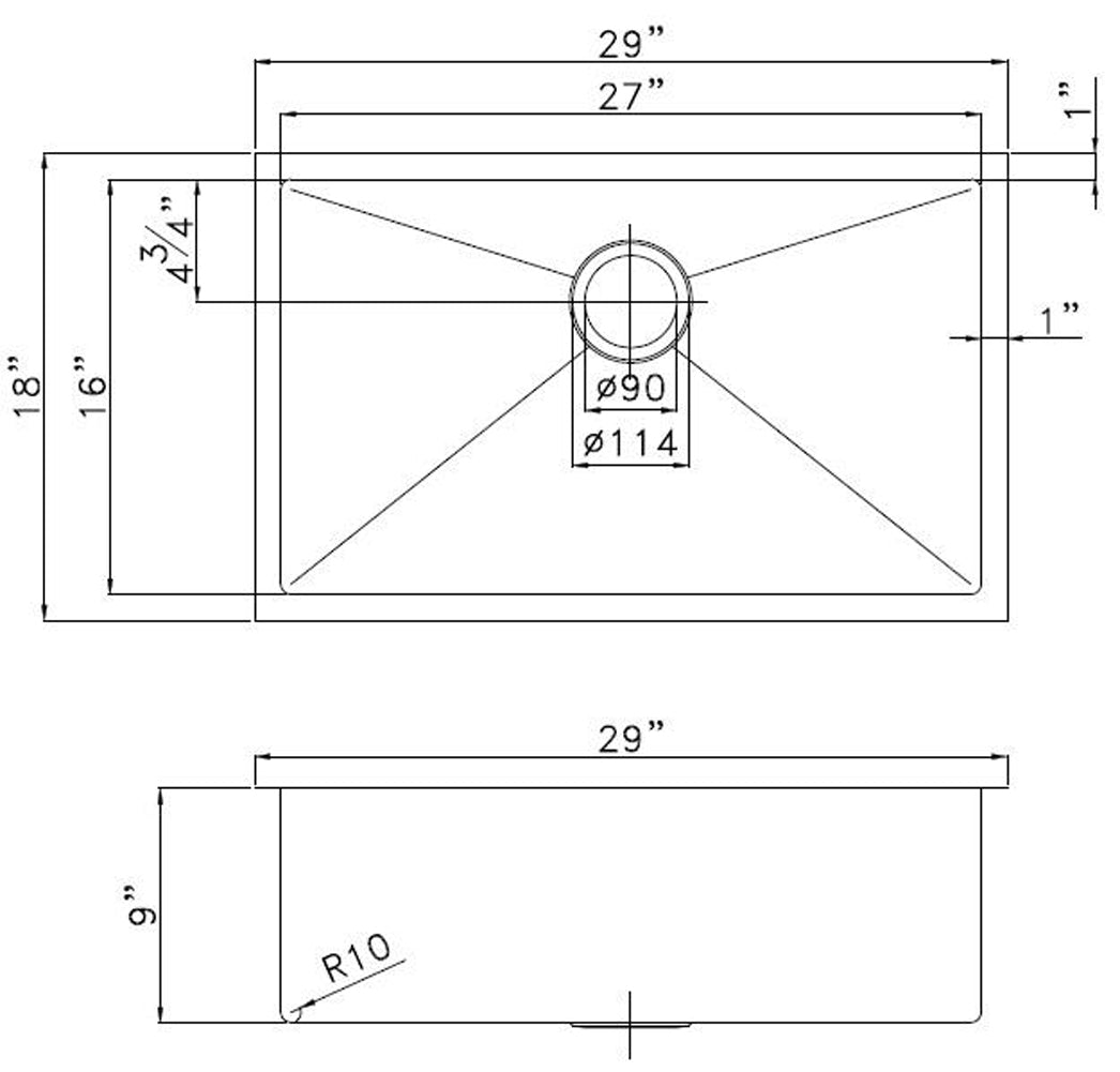 American Imaginations AI-29175 29" Copper Rectangle Copper Transitional Kitchen Sink