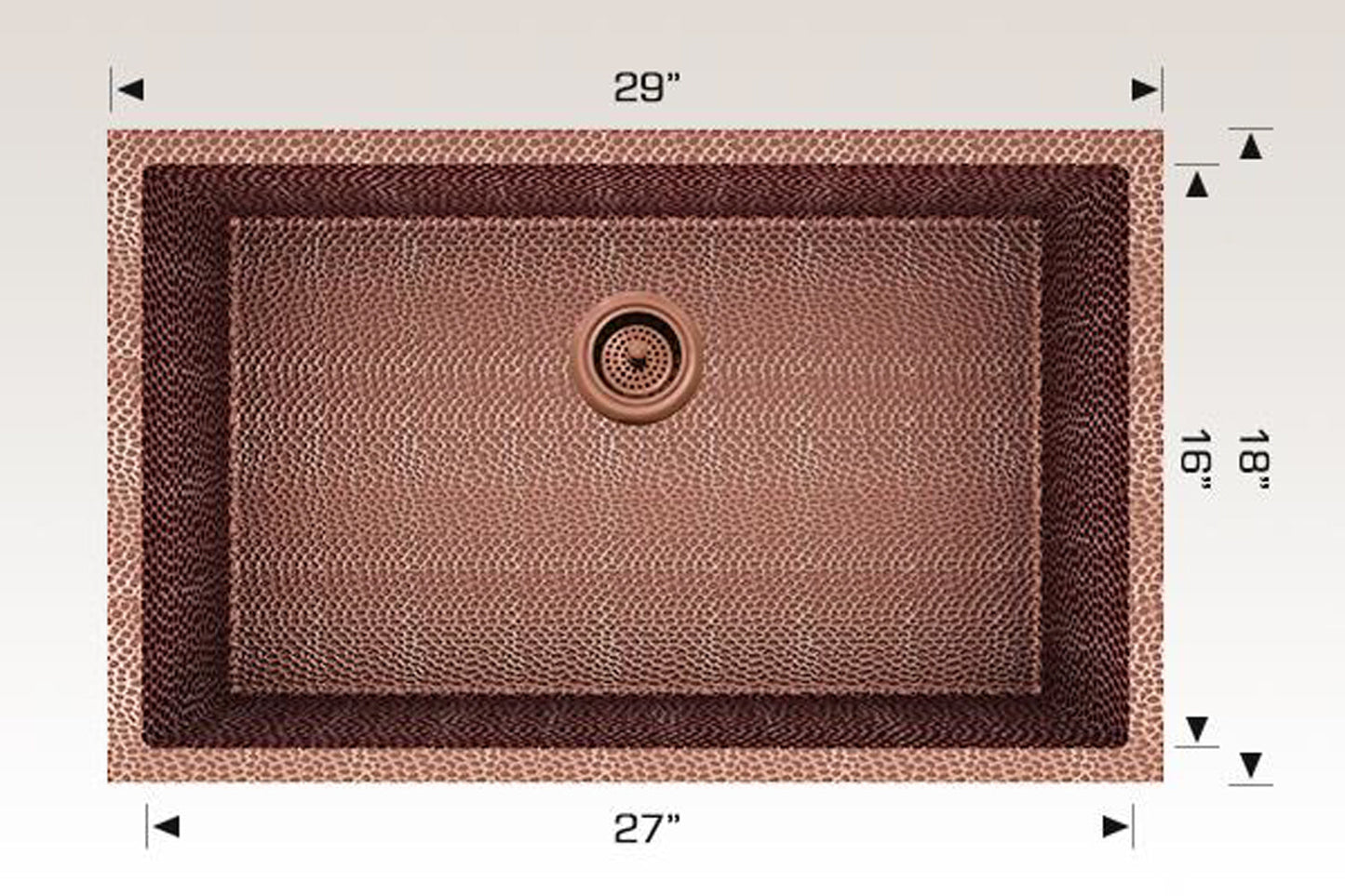 American Imaginations AI-29175 29" Copper Rectangle Copper Transitional Kitchen Sink