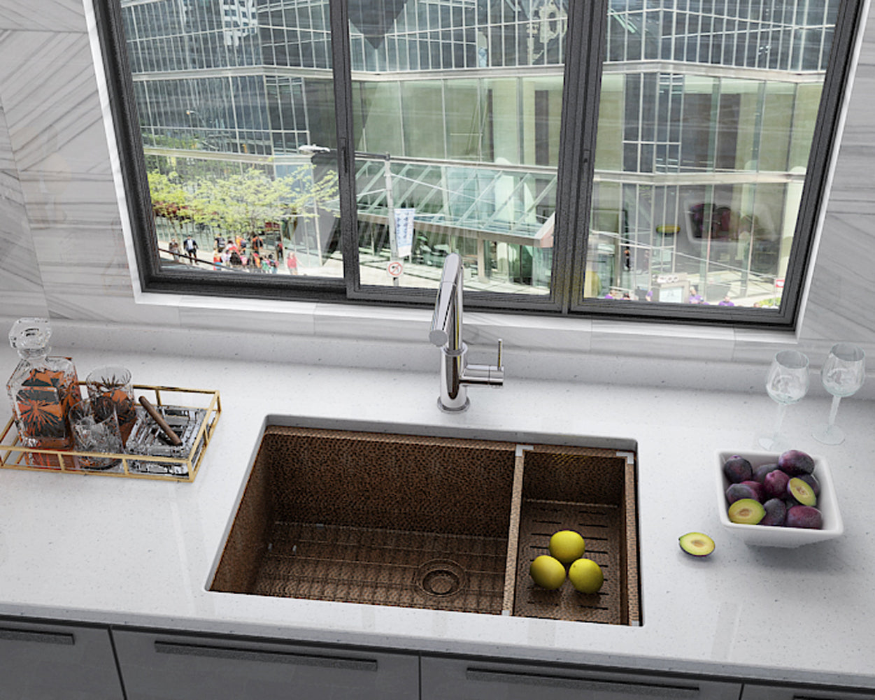 American Imaginations AI-29175 29" Copper Rectangle Copper Transitional Kitchen Sink