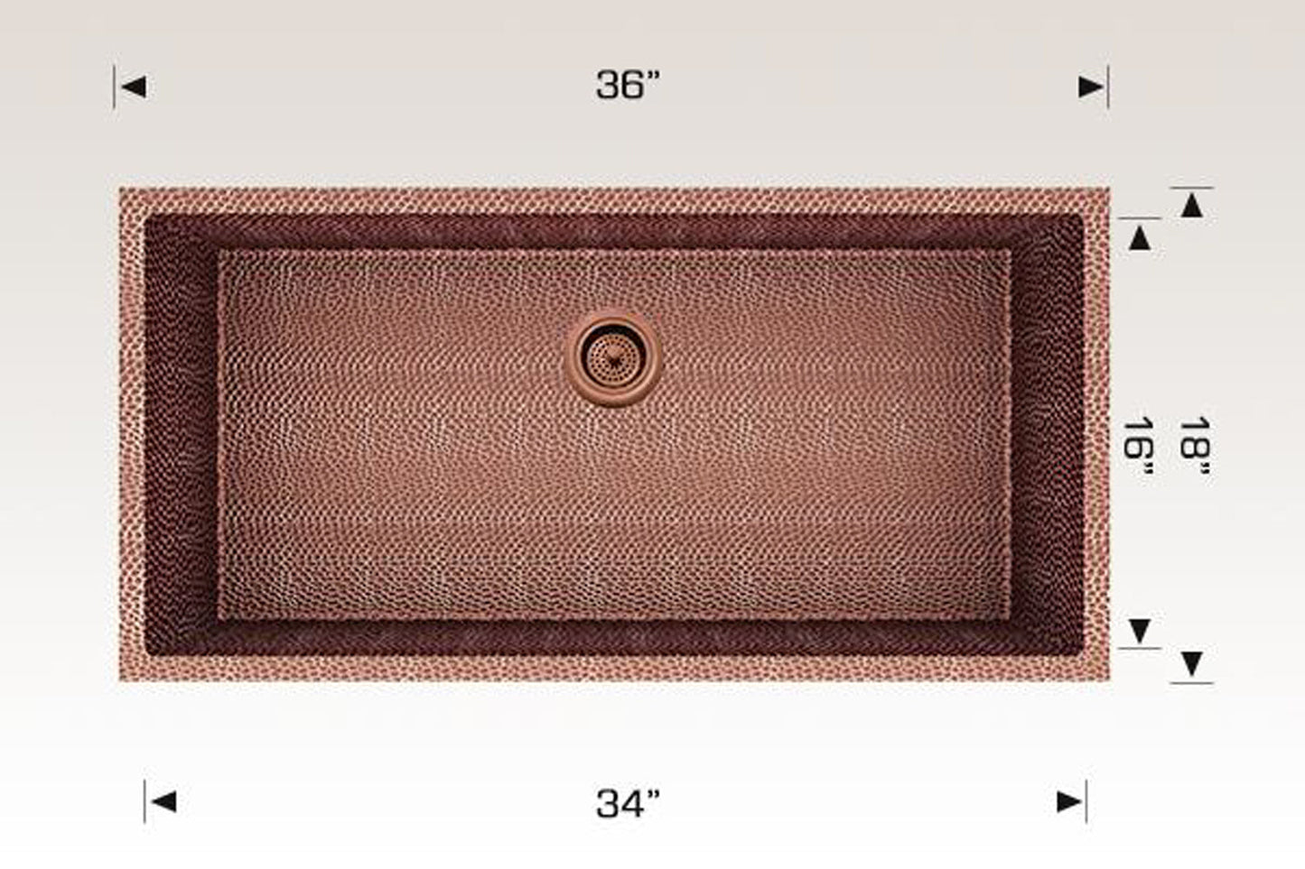American Imaginations AI-29178 36" Copper Rectangle Copper Transitional Kitchen Sink