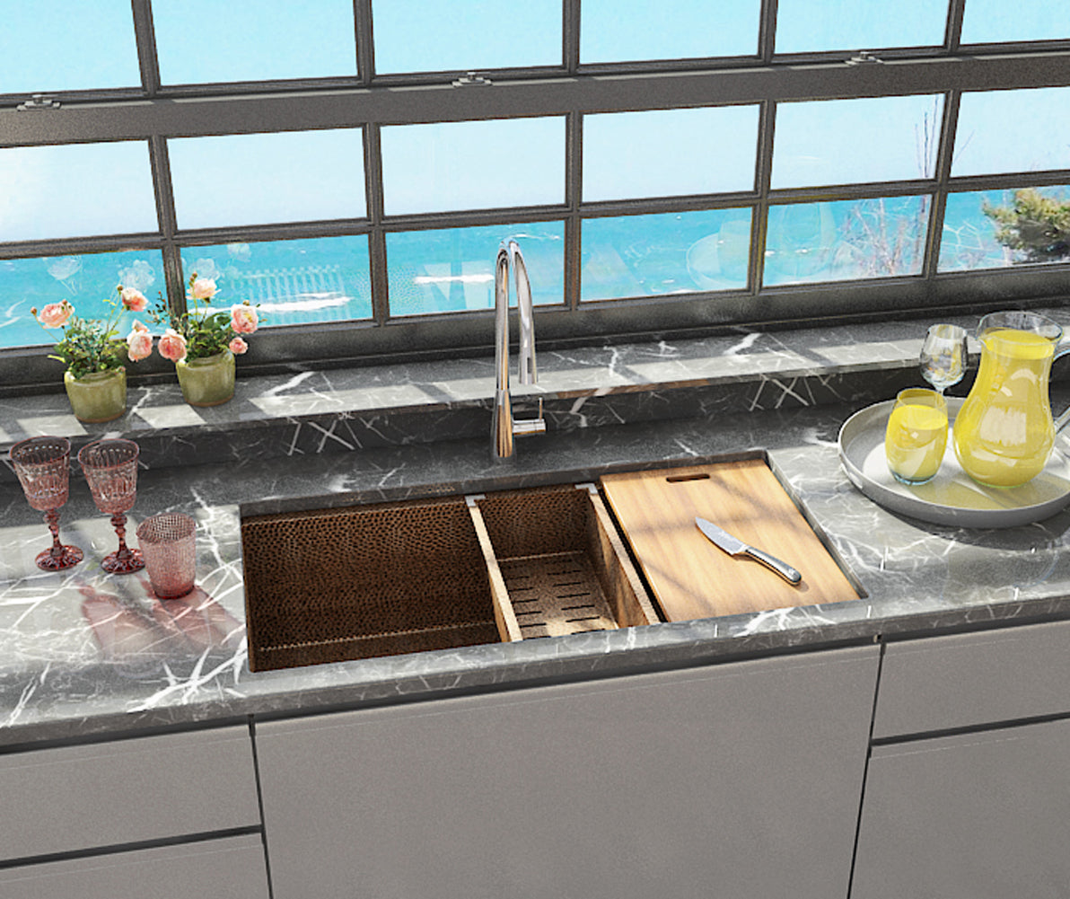 American Imaginations AI-29178 36" Copper Rectangle Copper Transitional Kitchen Sink