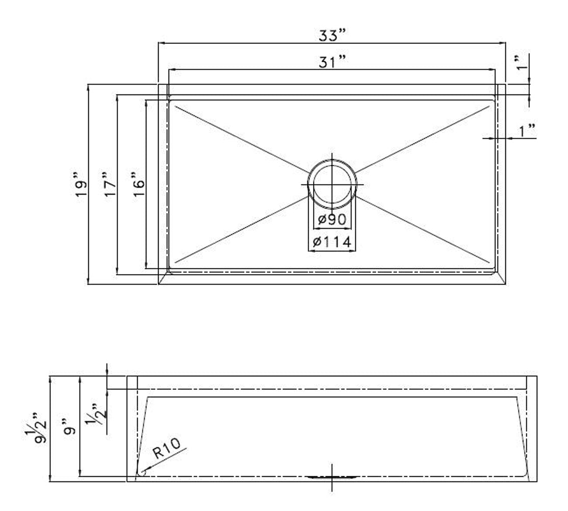 American Imaginations AI-29179 33" Copper Rectangle Copper Transitional Kitchen Sink