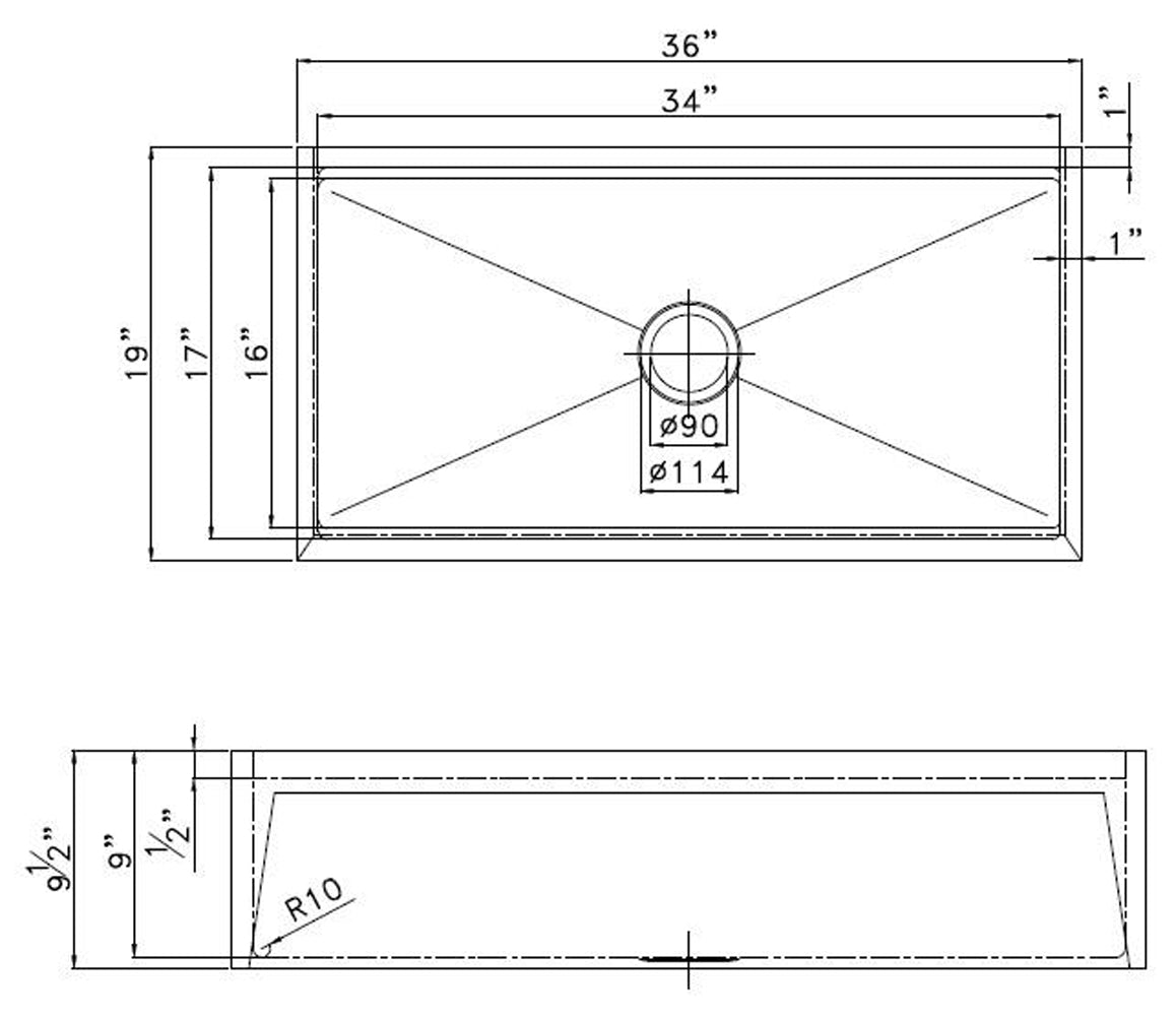 American Imaginations AI-29180 36" Copper Rectangle Copper Transitional Kitchen Sink