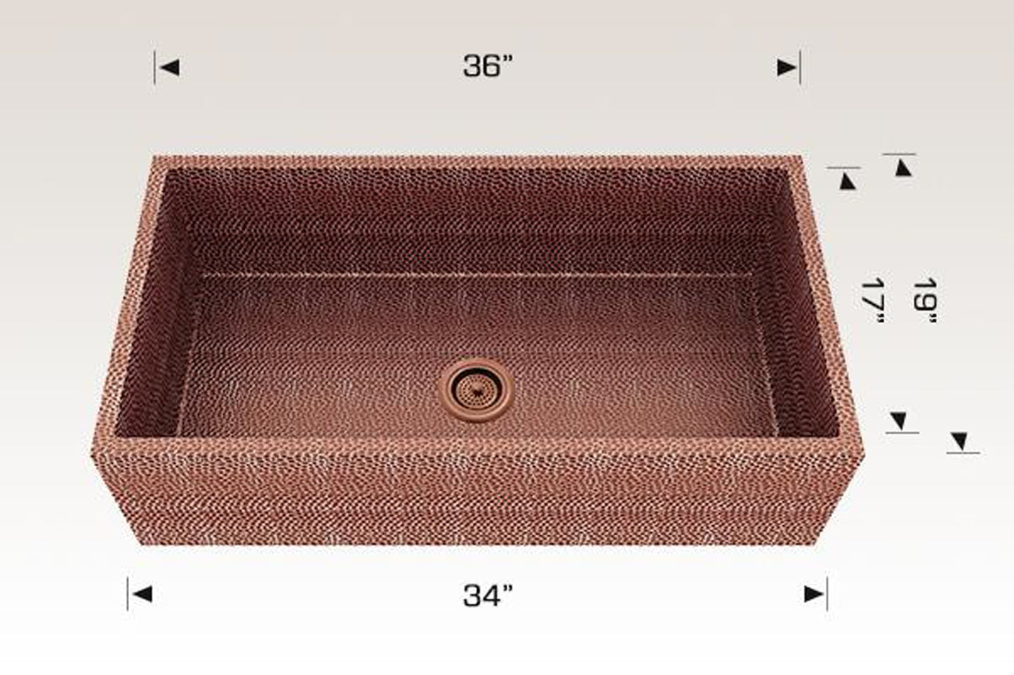 American Imaginations AI-29180 36" Copper Rectangle Copper Transitional Kitchen Sink