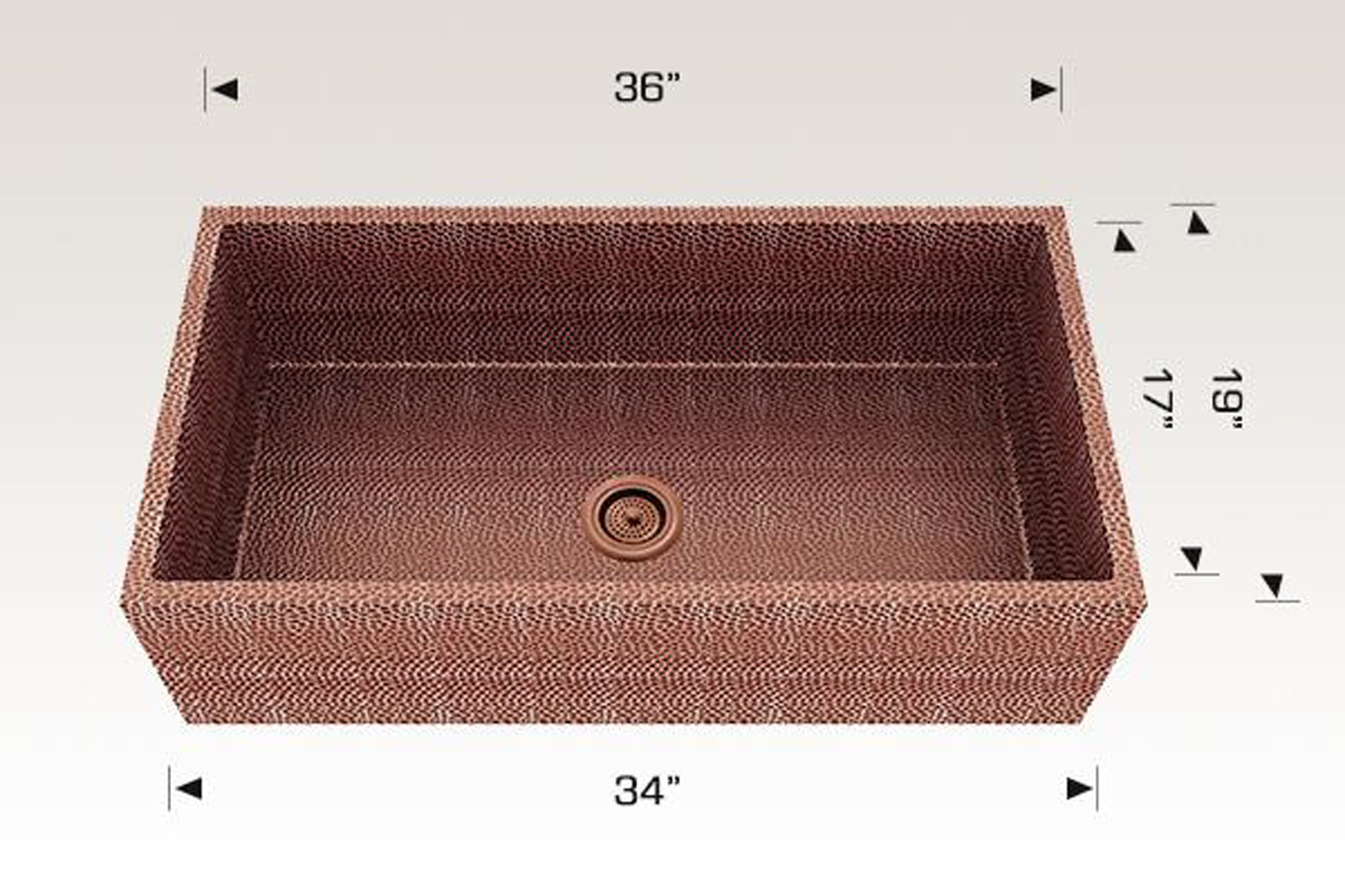 American Imaginations AI-29180 36" Copper Rectangle Copper Transitional Kitchen Sink
