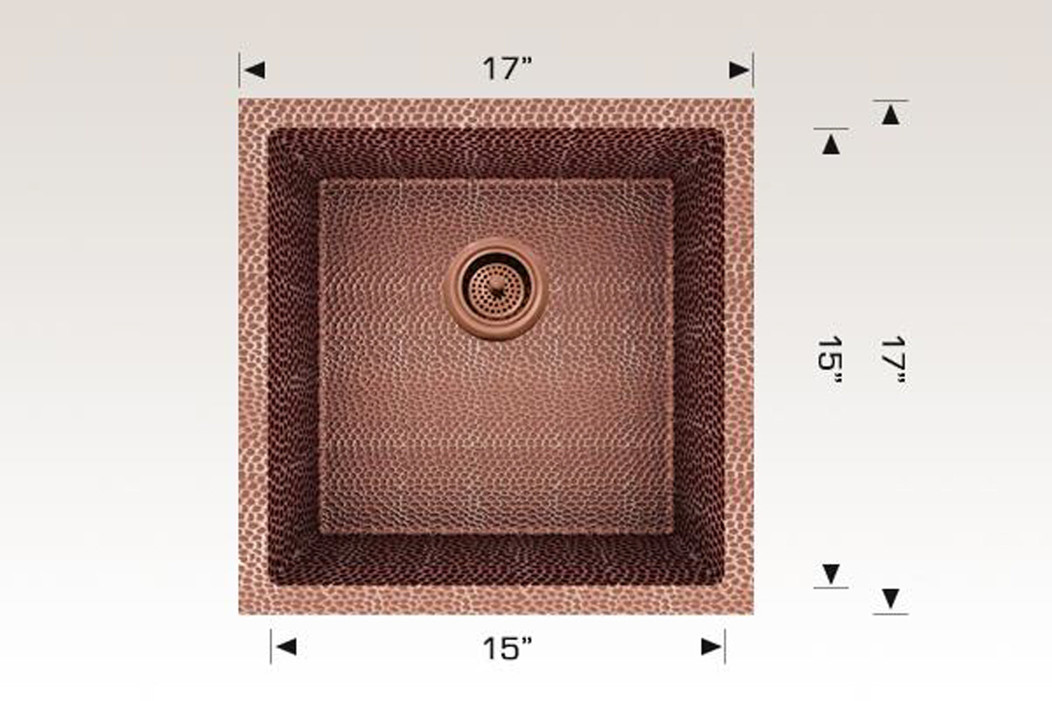American Imaginations AI-29181 17" Copper Square Copper Transitional Kitchen Sink
