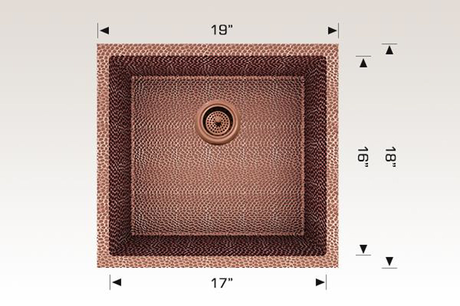 American Imaginations AI-29182 19" Copper Rectangle Copper Transitional Kitchen Sink