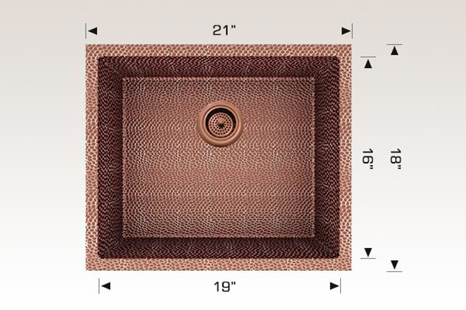 American Imaginations AI-29183 21" Copper Rectangle Copper Transitional Kitchen Sink