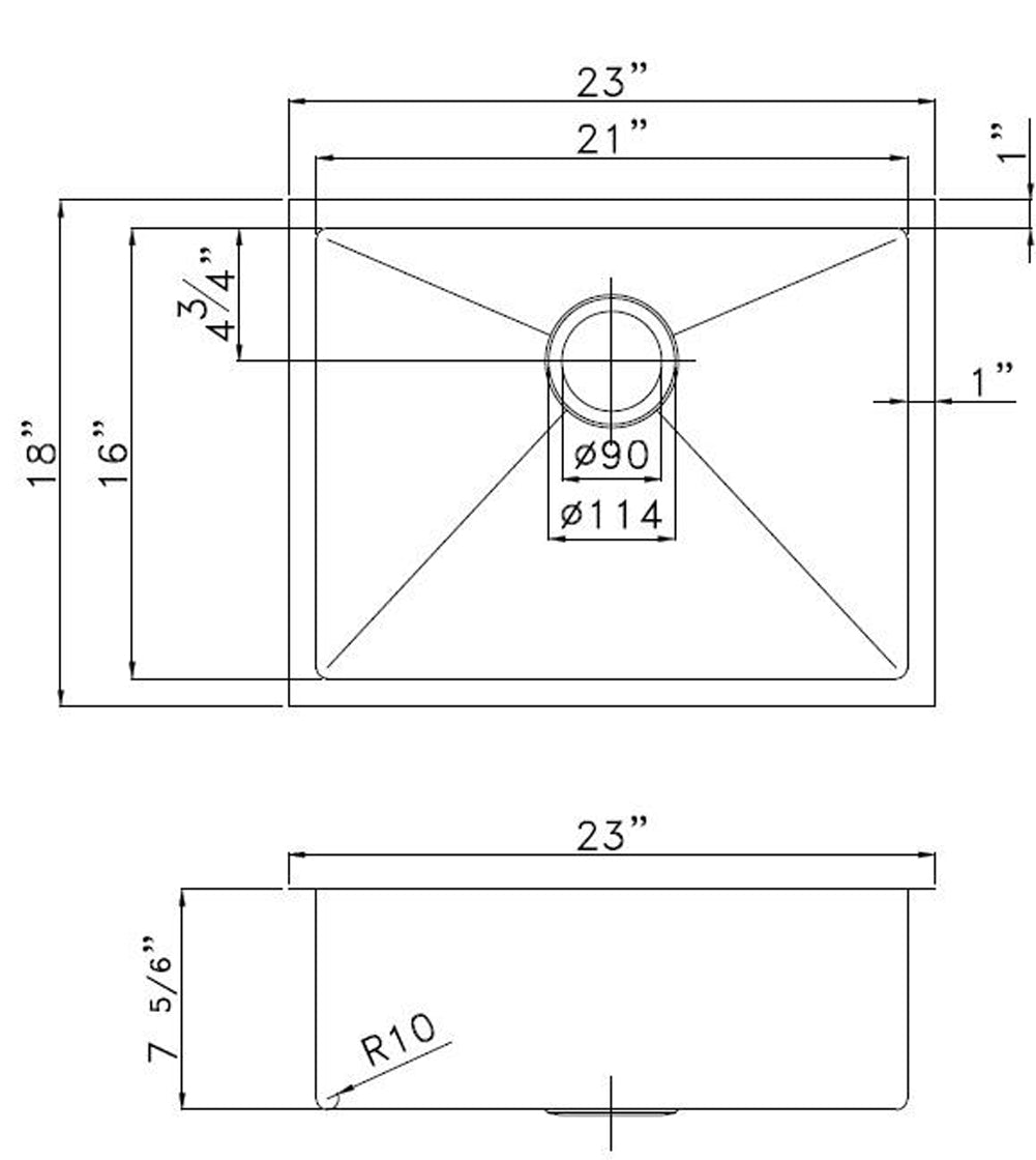 American Imaginations AI-29184 23" Copper Rectangle Copper Transitional Kitchen Sink