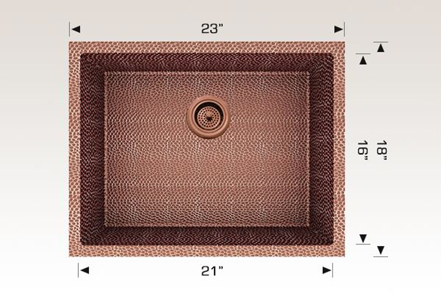 American Imaginations AI-29184 23" Copper Rectangle Copper Transitional Kitchen Sink