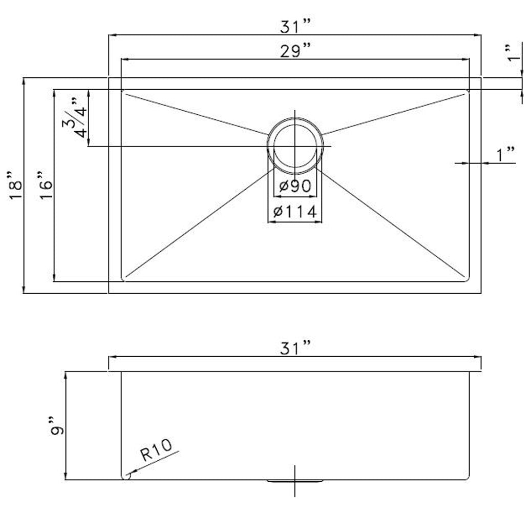 American Imaginations AI-29188 31" Copper Rectangle Copper Transitional Kitchen Sink