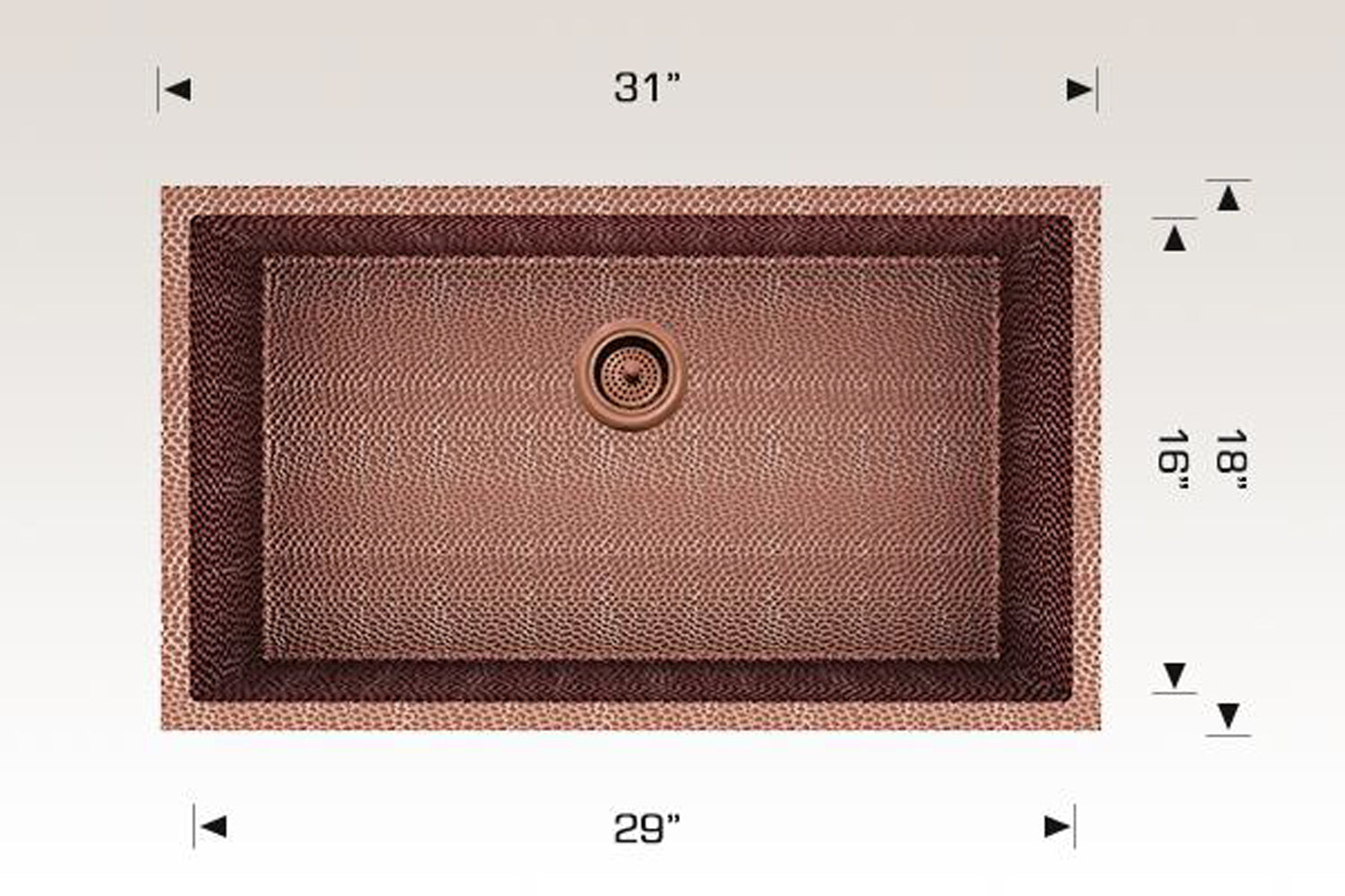 American Imaginations AI-29188 31" Copper Rectangle Copper Transitional Kitchen Sink