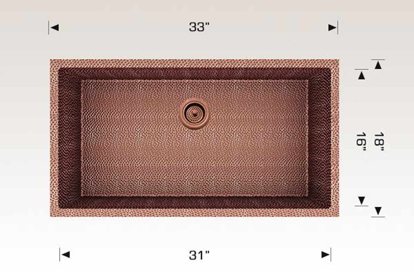 American Imaginations AI-29189 33" Copper Rectangle Copper Transitional Kitchen Sink