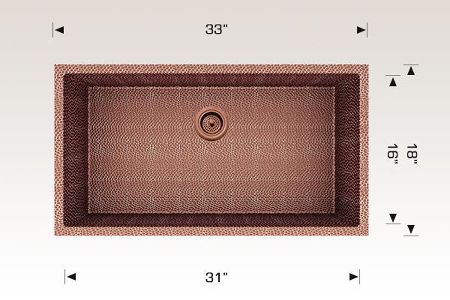 American Imaginations AI-29189 33" Copper Rectangle Copper Transitional Kitchen Sink