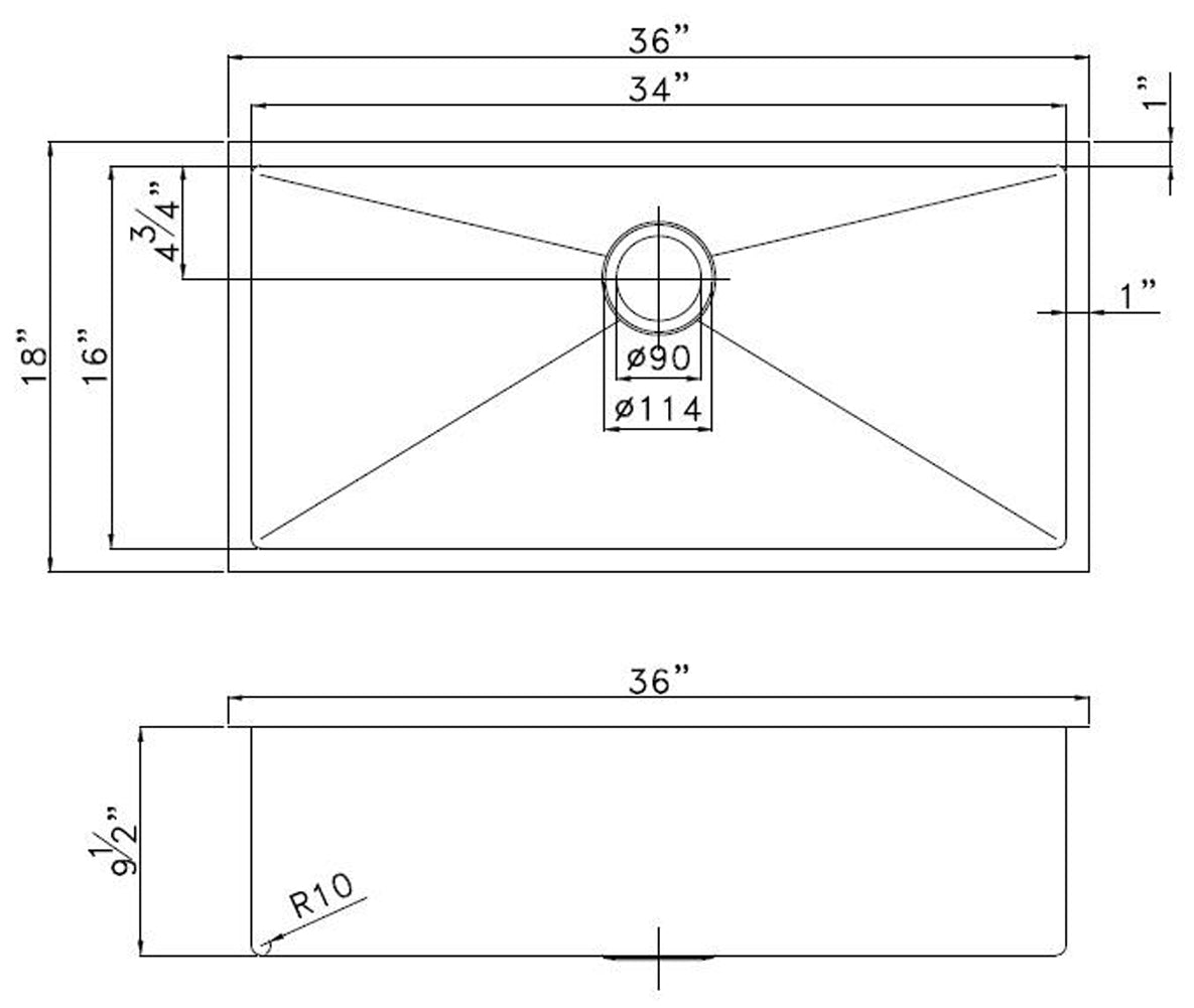 American Imaginations AI-29190 36" Copper Rectangle Copper Transitional Kitchen Sink