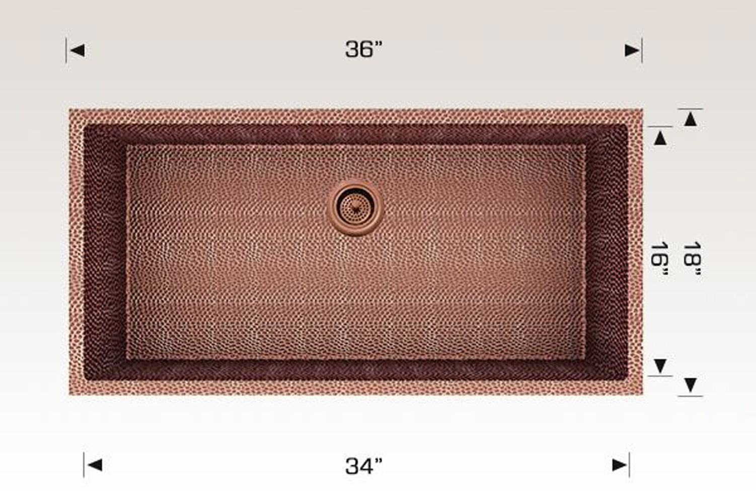 American Imaginations AI-29190 36" Copper Rectangle Copper Transitional Kitchen Sink